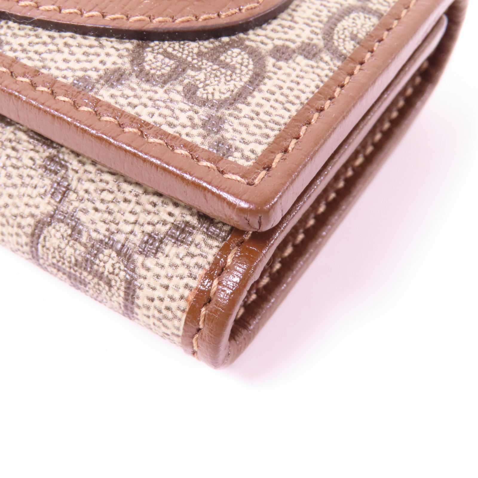 GUCCI 塗層帆布Key Holder金扣鎖匙包啡色