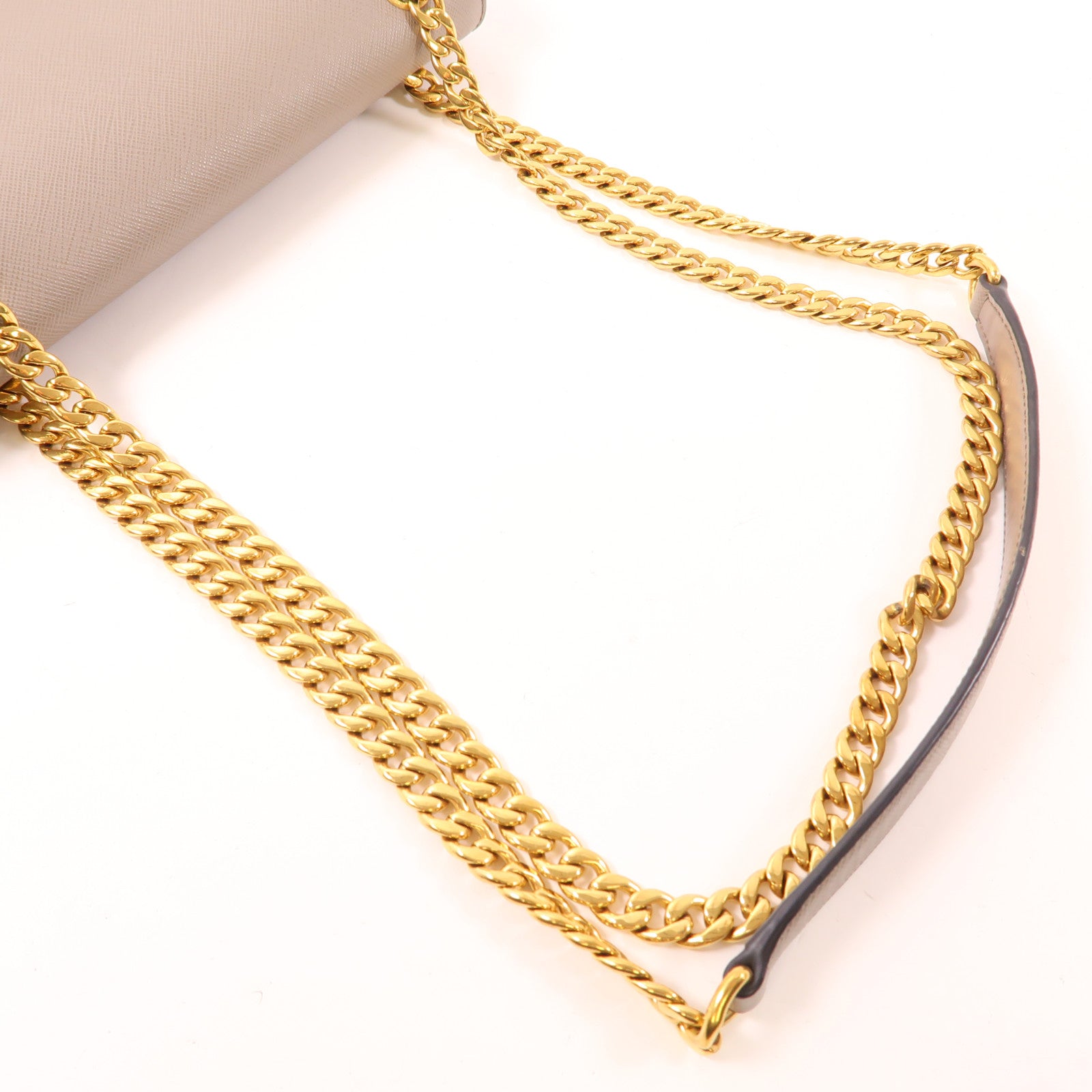 PRADA Saffiano皮革Chain Shoulder金扣肩背袋