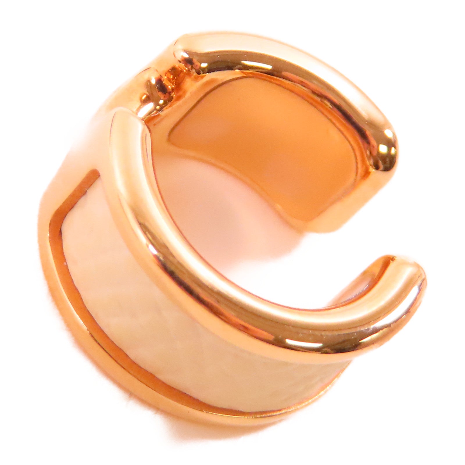 HERMES Metal/Epsom皮革 Olympe Ear Cuff耳環白色/金色