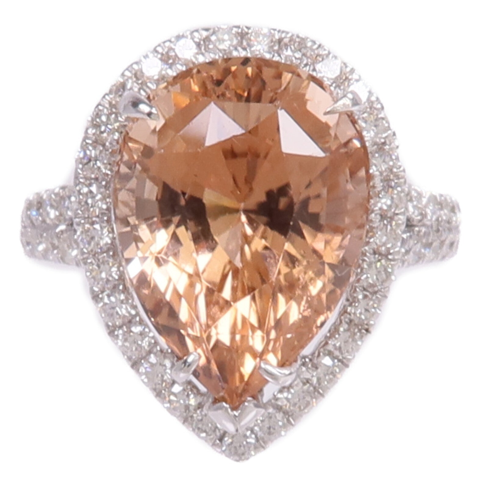 JEWELRY 【激減優惠】18K白金Crystal Diamond Ring橙色水晶/鑽石戒指US#5.25