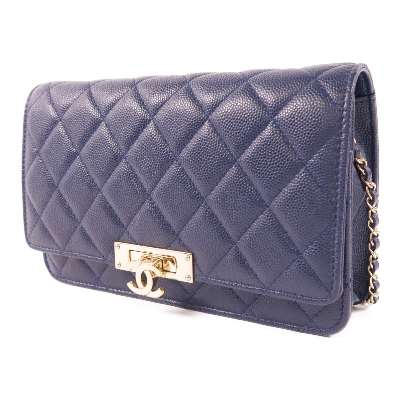 CHANEL 牛皮皮革Shoulder Bag金扣鏈帶肩背袋