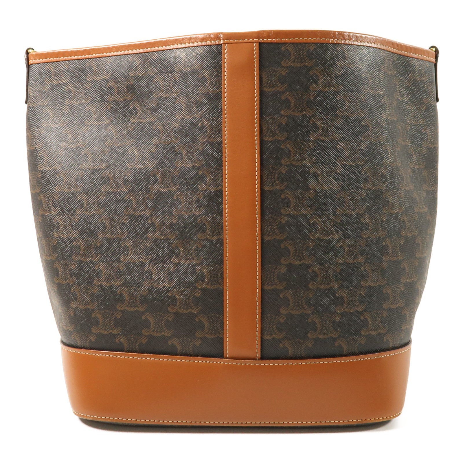 CELINE 塗層帆布Medium Bucket In Triomphe金扣肩背袋