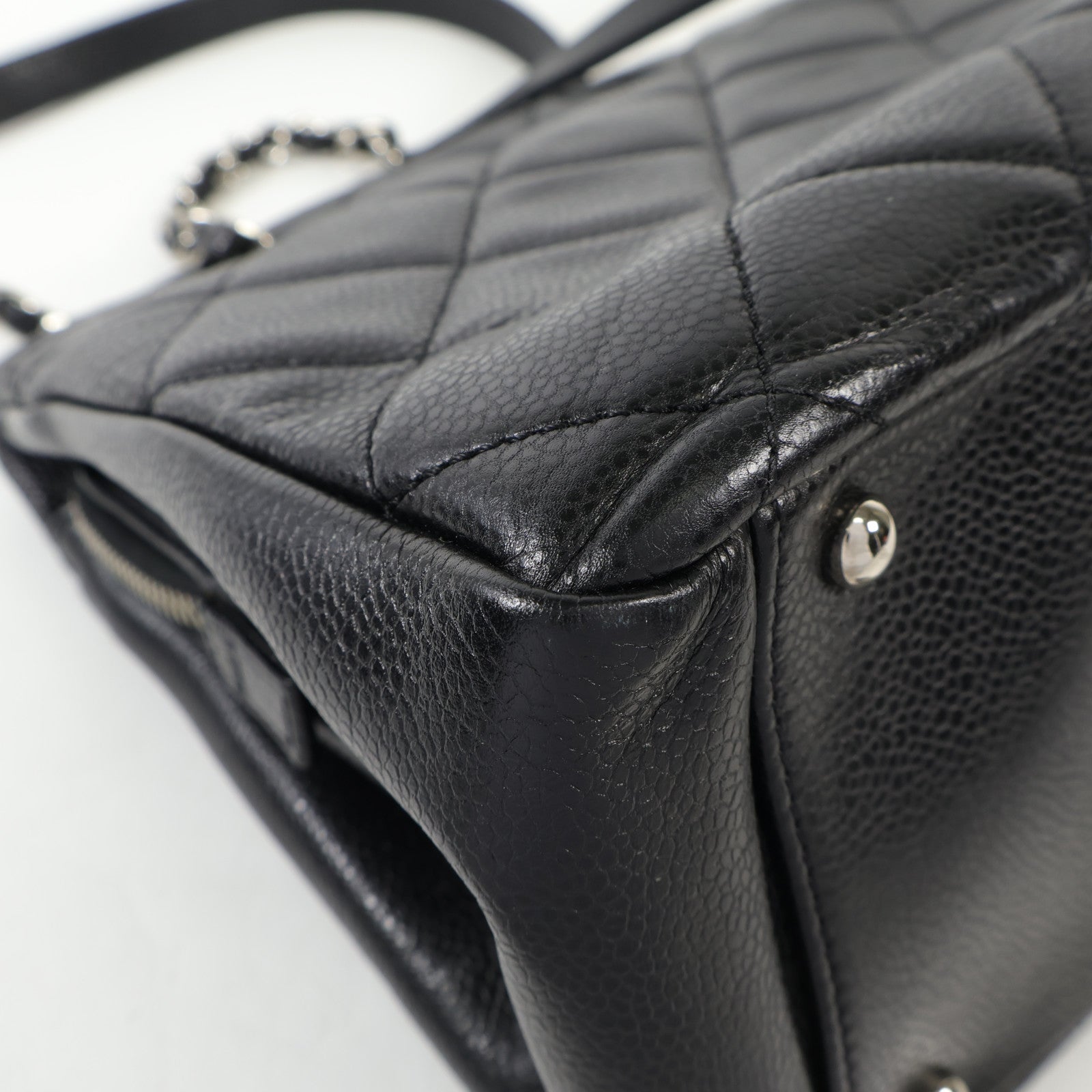 CHANEL 牛皮皮革Totebag銀扣手挽袋