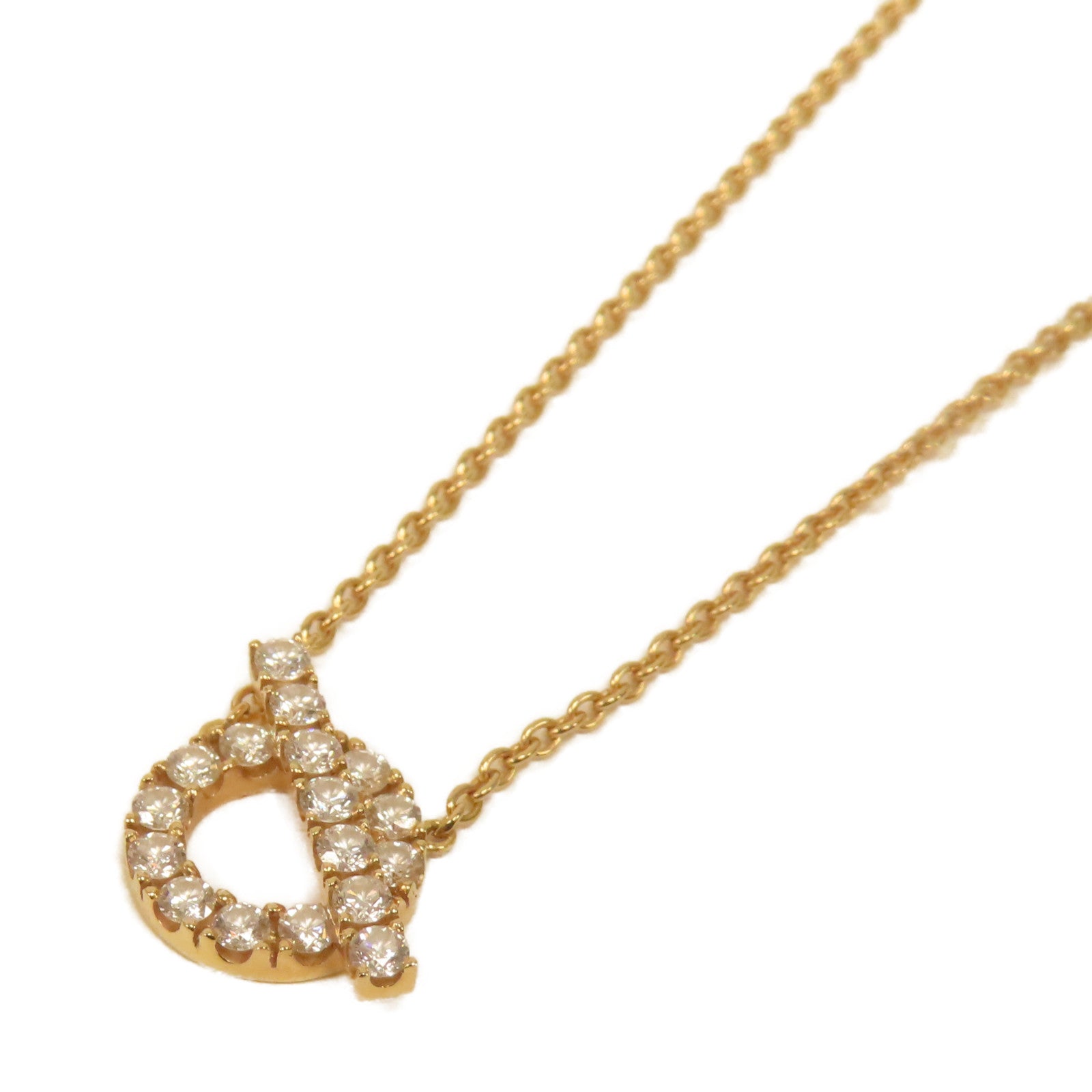 HERMES 【激減優惠】18K玫瑰金Finesse Pendant 0.46ct鑽石項鍊玫瑰金色