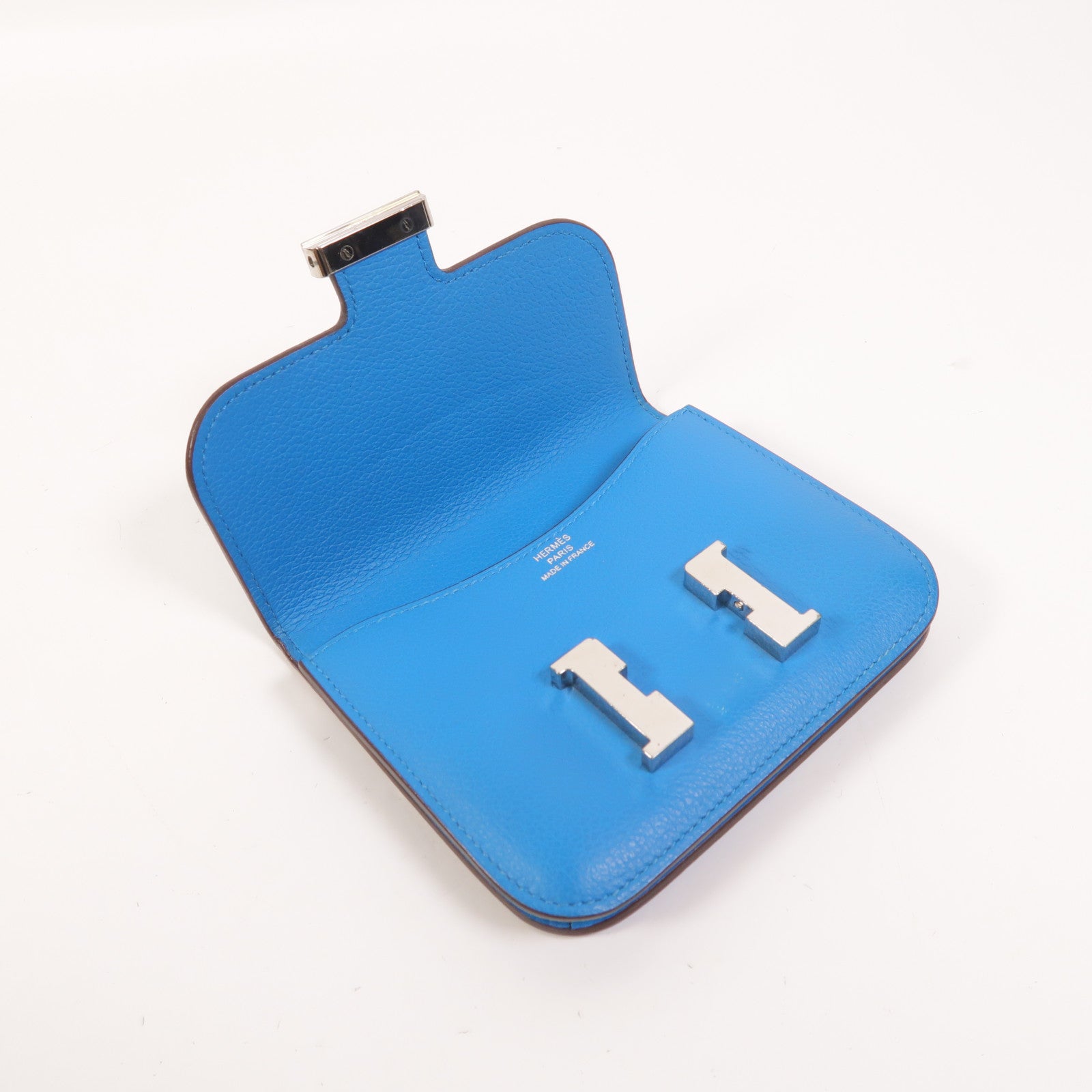 HERMES Evercolor皮革Constance Slim Wallet錢包Bleu Zanzibar