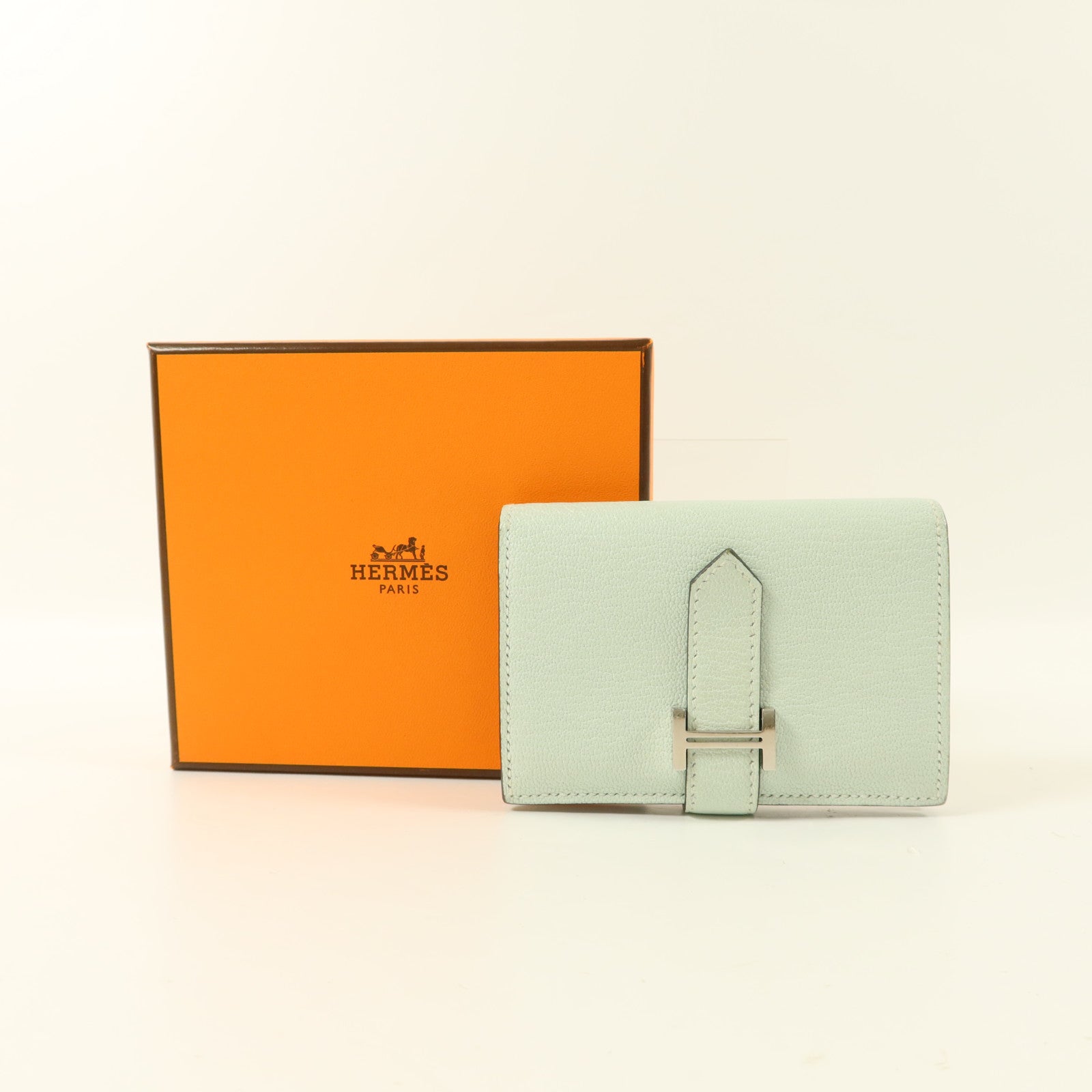 HERMES 【激減優惠】Chevre皮革Bearn Mini Wallet錢包Vert Peppermint