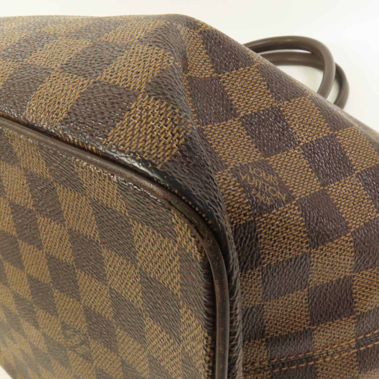 LOUIS VUITTON Damier Saleya MM金扣手挽袋棕色