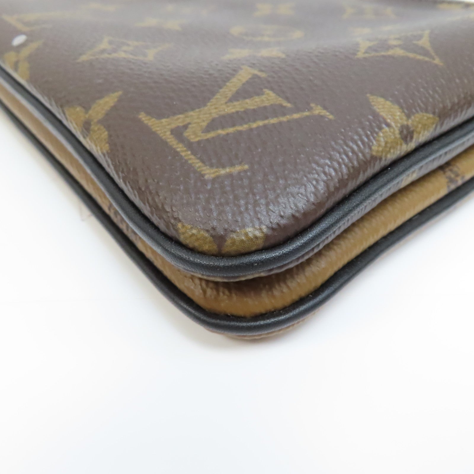 LOUIS VUITTON Monogram Giant Reverse Pochette Double Zip金扣肩背袋啡色
