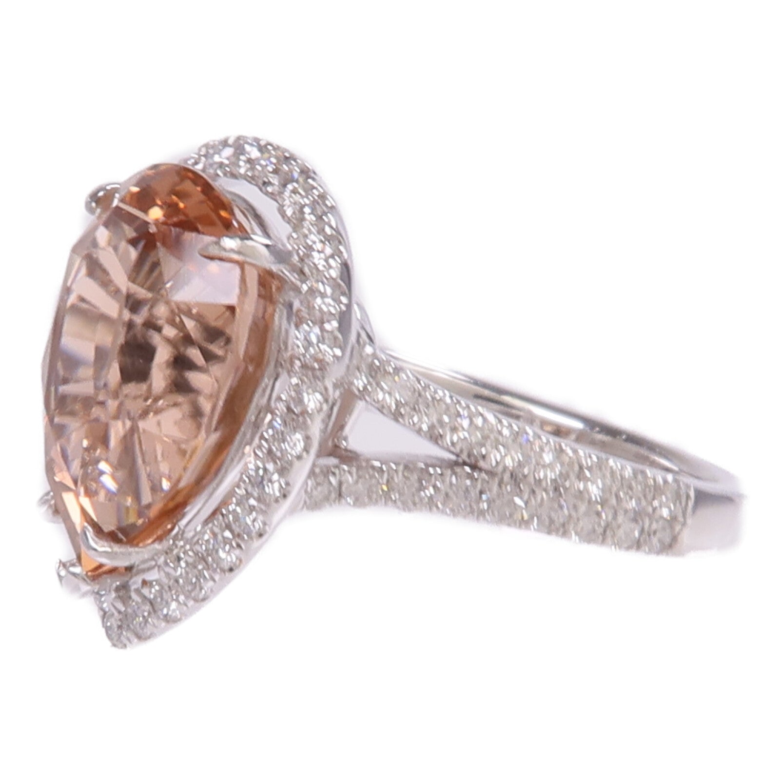 JEWELRY 【激減優惠】18K白金Crystal Diamond Ring橙色水晶/鑽石戒指US#5.25
