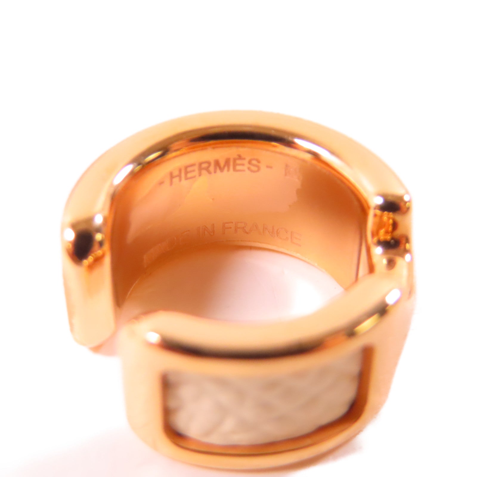 HERMES Metal/Epsom皮革 Olympe Ear Cuff耳環白色/金色