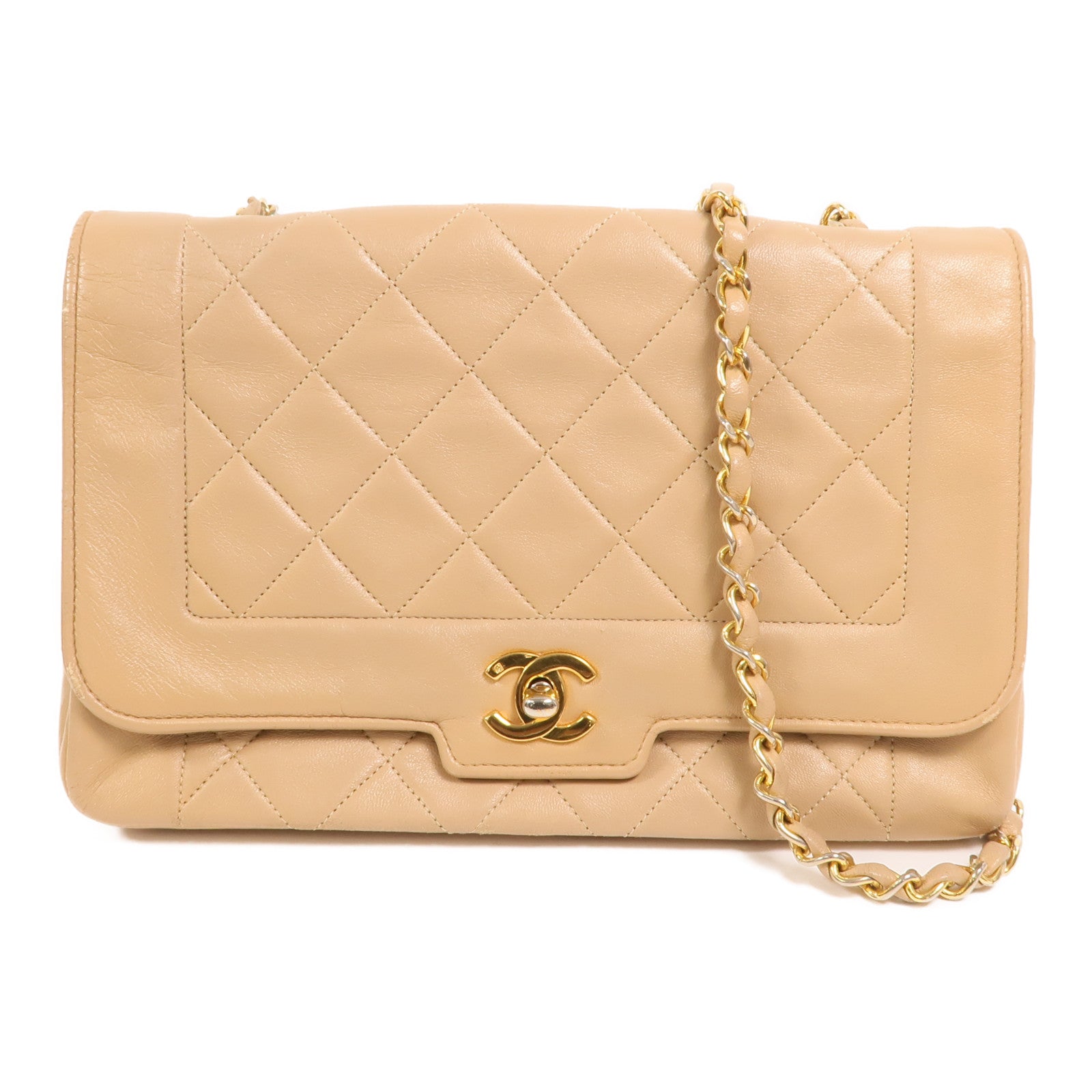 CHANEL 羊皮皮革Chain Shoulder金扣鏈帶肩背袋
