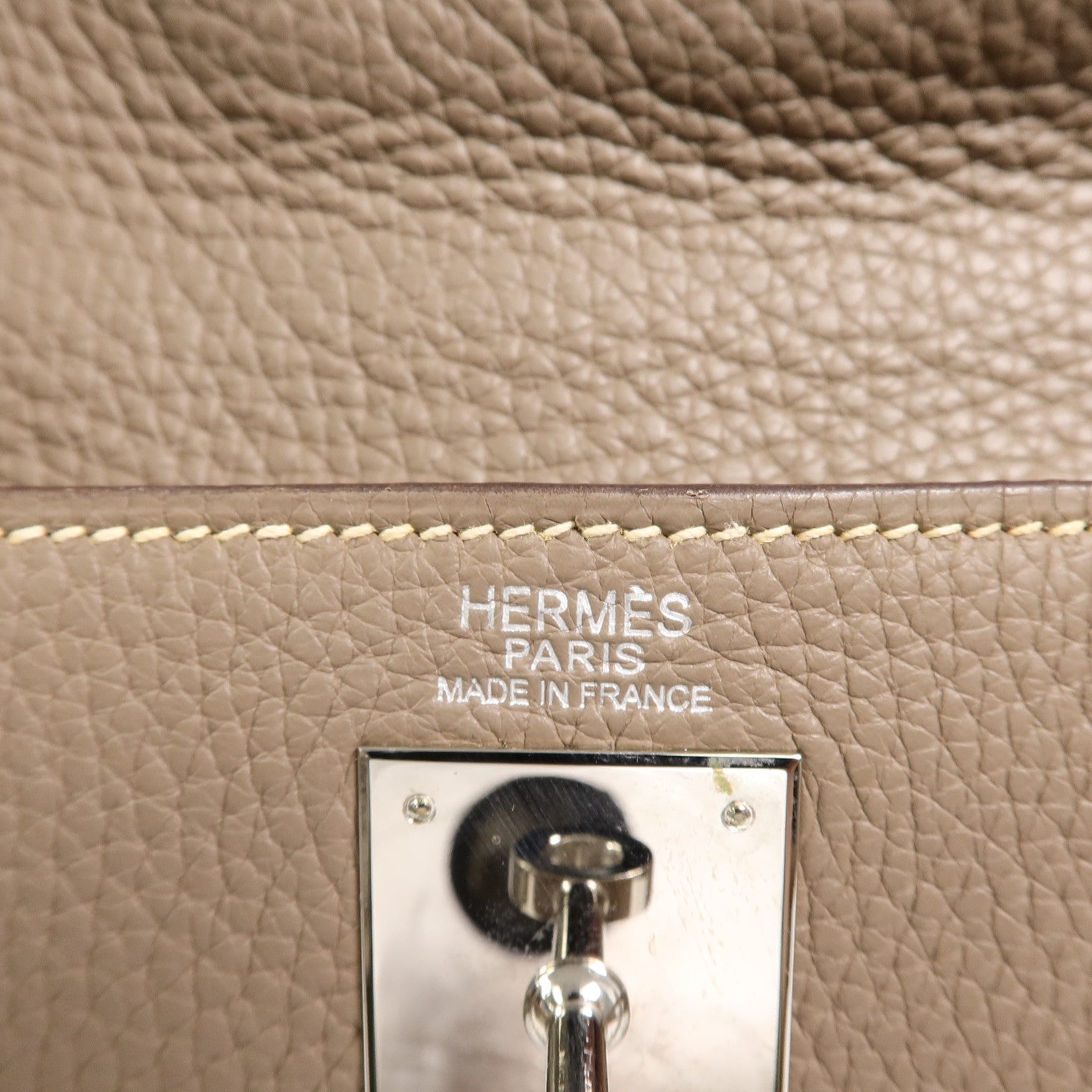 HERMES Clemence皮革Kelly 32手挽肩背兩用袋Etoupe