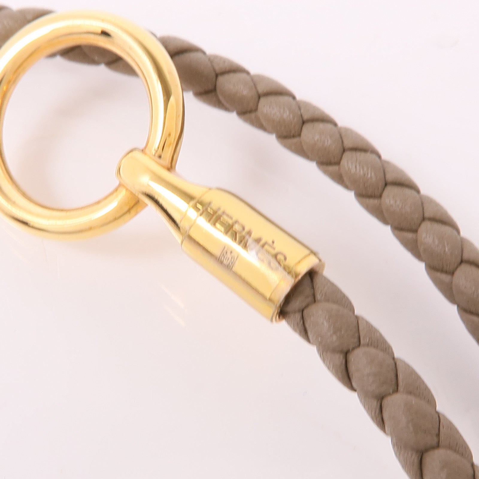 HERMES Swift皮革Glenan Double Tour金扣手鐲Etoupe