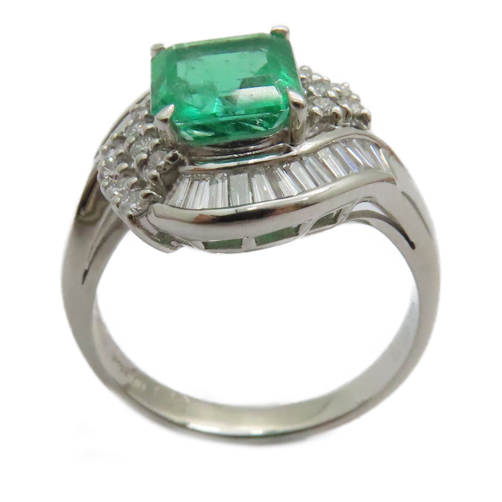 JEWELRY 【激減優惠】PT900鉑金Emerald Diamond Ring 1.62ct綠寶石/0.63ct鑽石戒指US#7.25