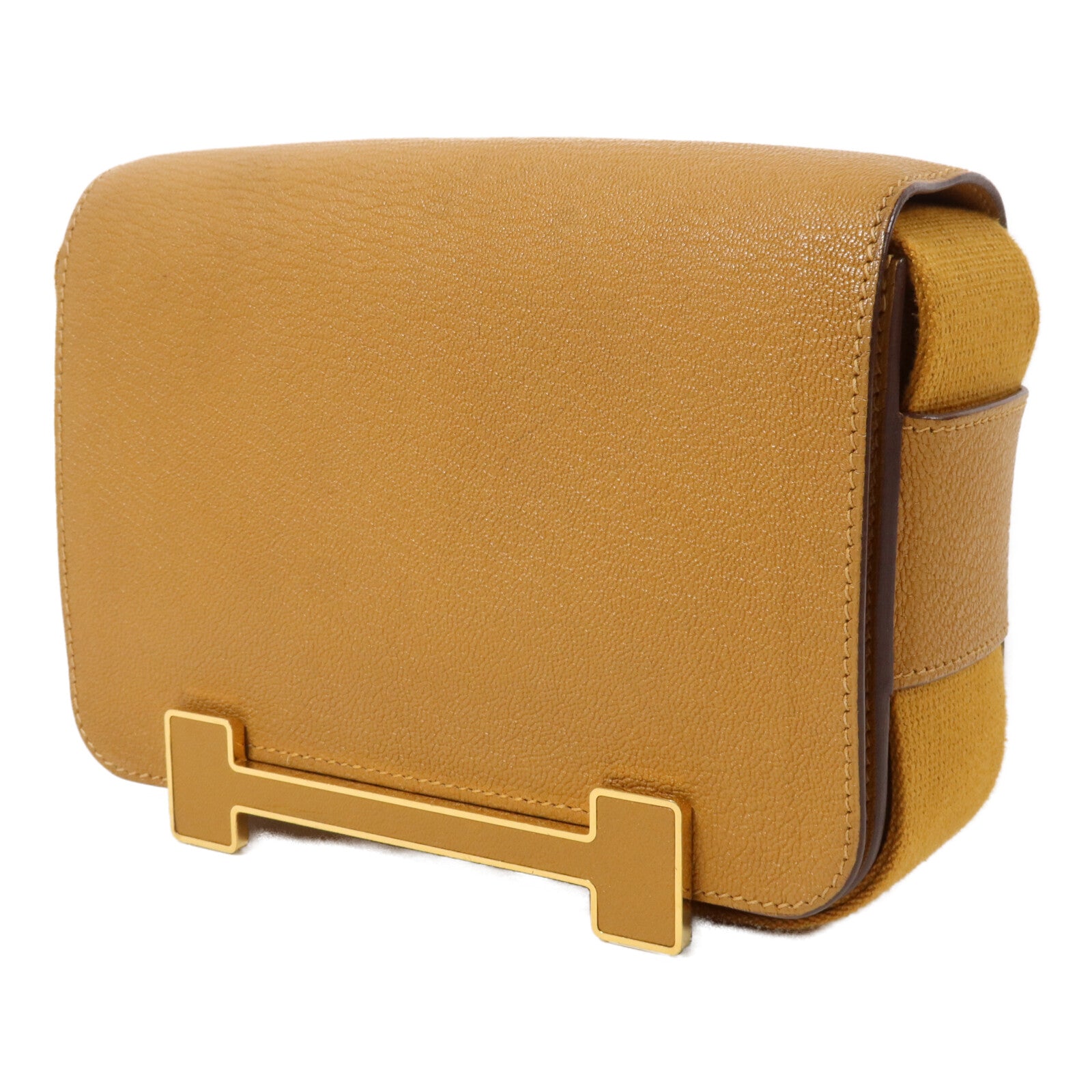 HERMES Chevre皮革Geta肩背袋Caramel