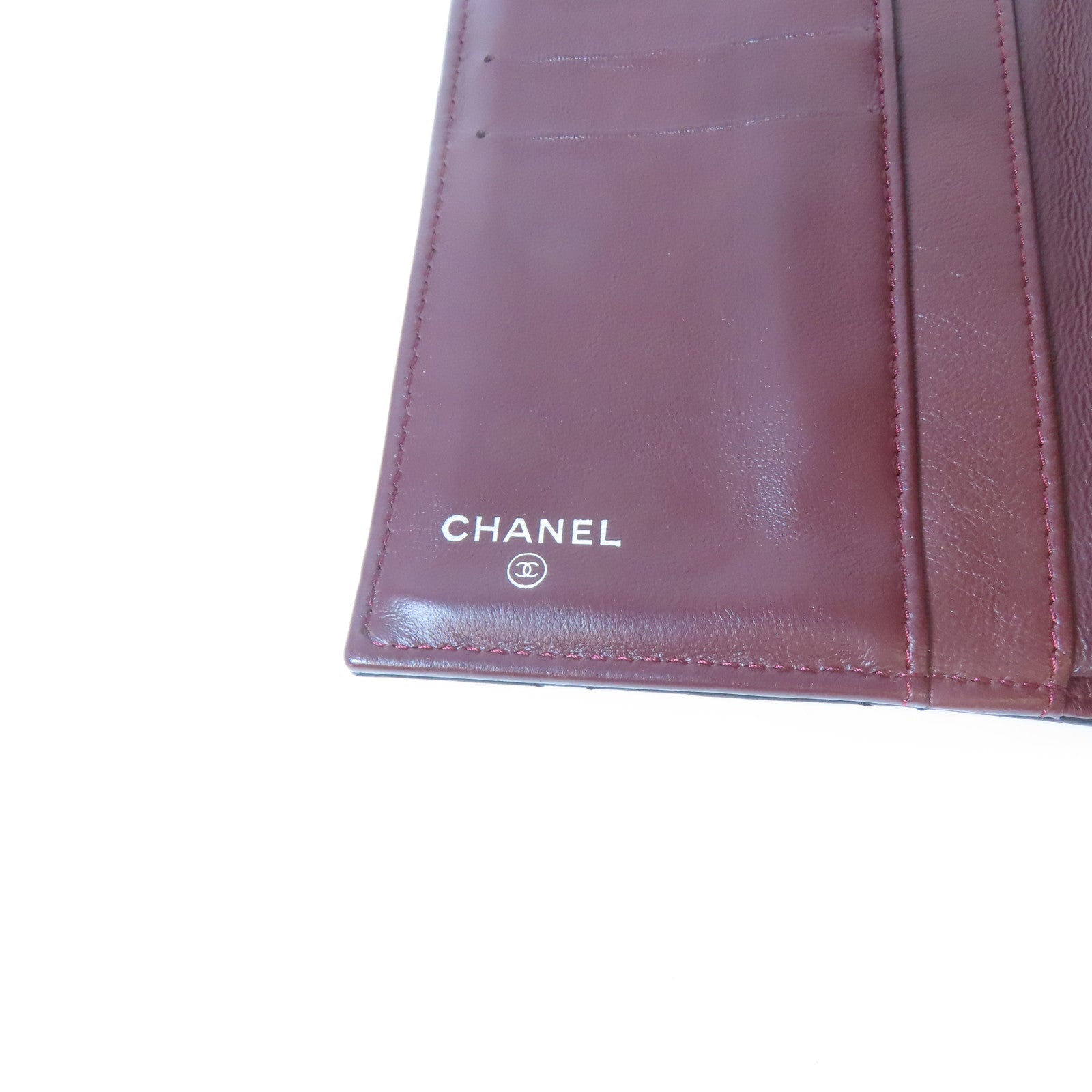 CHANEL 菱格牛皮皮革Trifold Long Wallet銀扣長錢包黑色