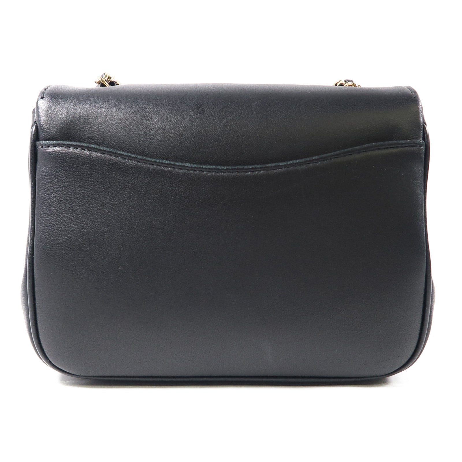 CHANEL 羊皮皮革Shoulder Bag金扣鏈帶肩背袋黑色