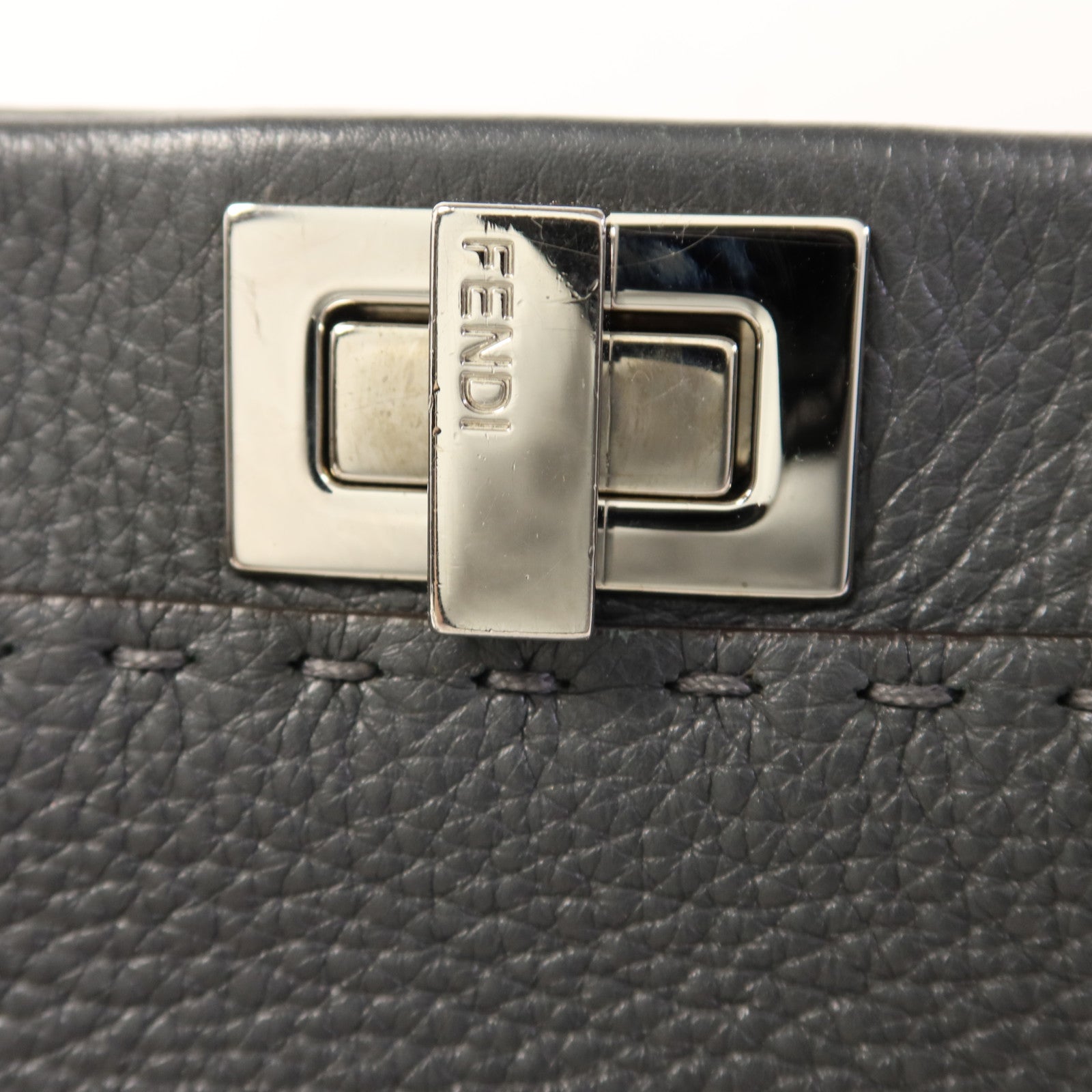 FENDI 蛇皮皮革/牛皮皮革Mini Peekaboo銀扣手挽肩背兩用袋