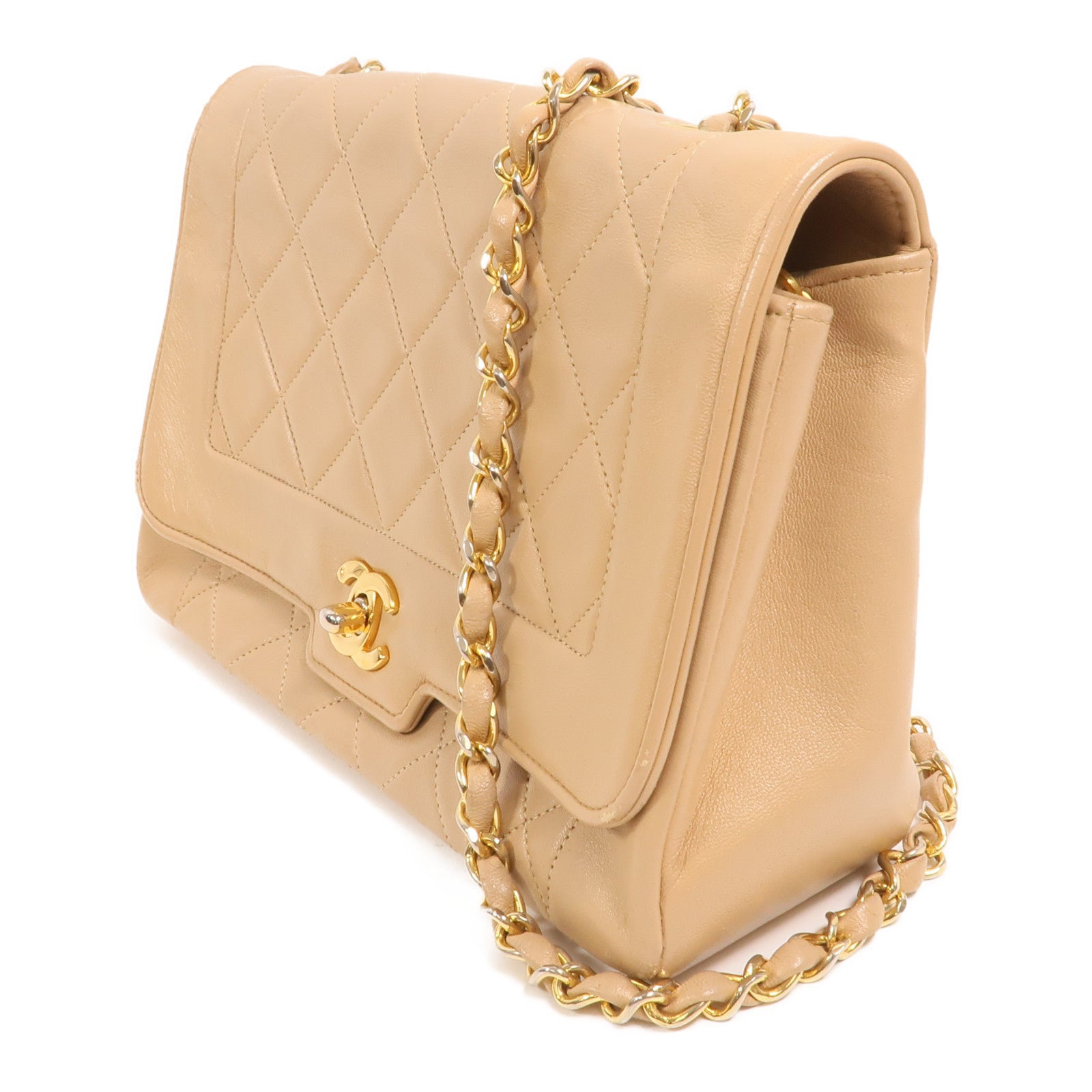 CHANEL 羊皮皮革Chain Shoulder金扣鏈帶肩背袋