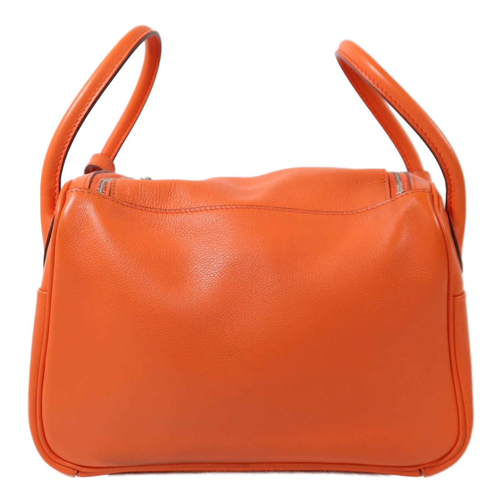 HERMES Evercolor皮革Lindy 26銀扣手挽肩背兩用袋Orange Poppy