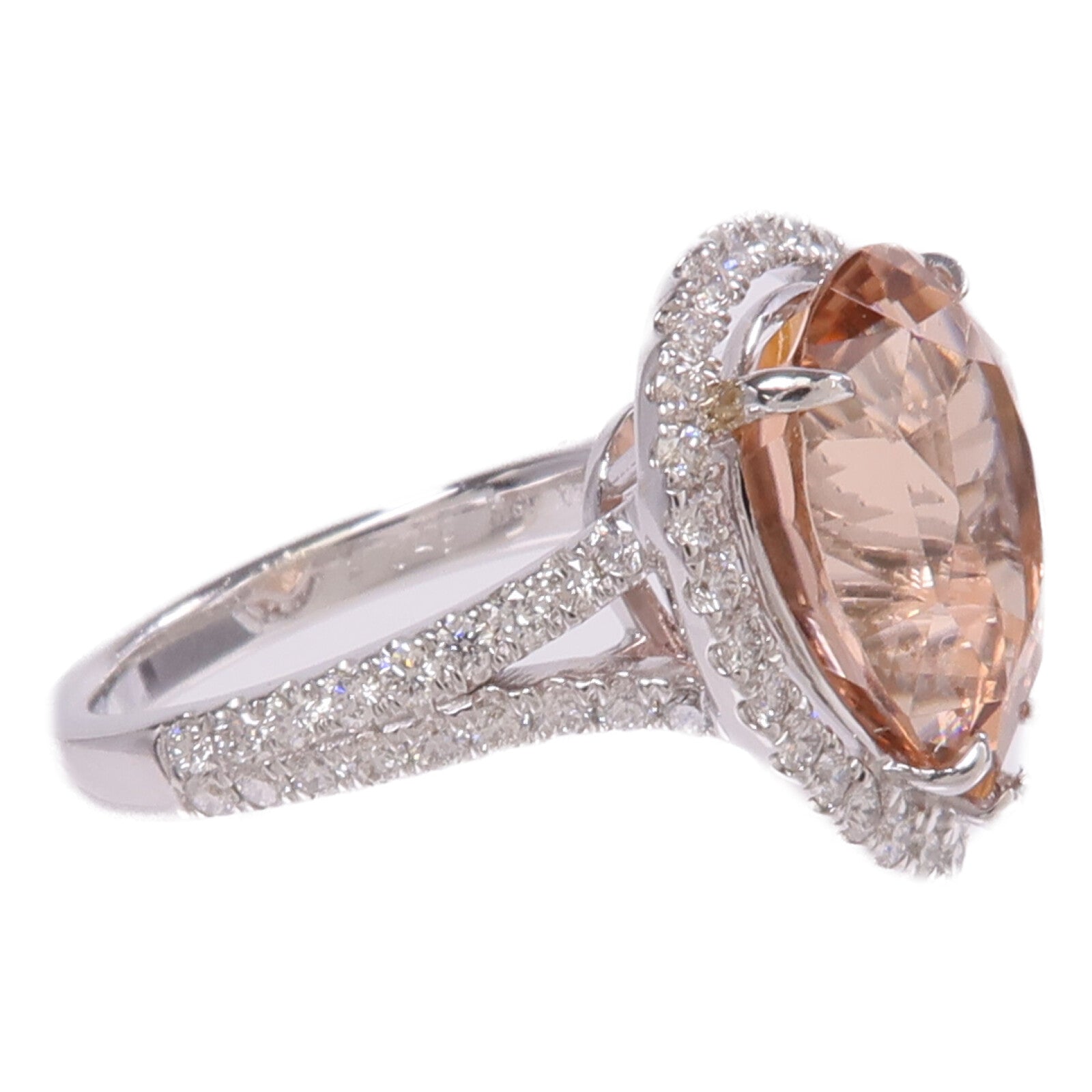 JEWELRY 【激減優惠】18K白金Crystal Diamond Ring橙色水晶/鑽石戒指US#5.25