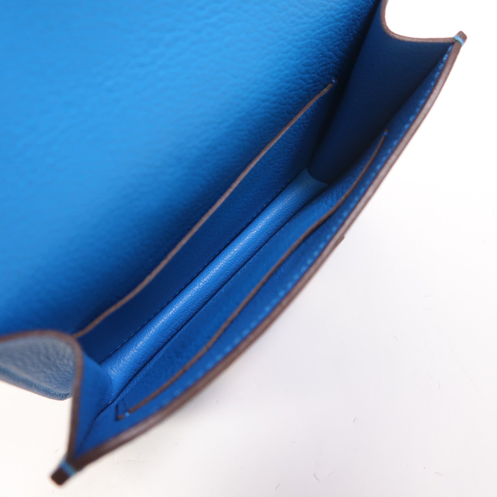 HERMES Evercolor皮革Constance Slim Wallet錢包Bleu Zanzibar