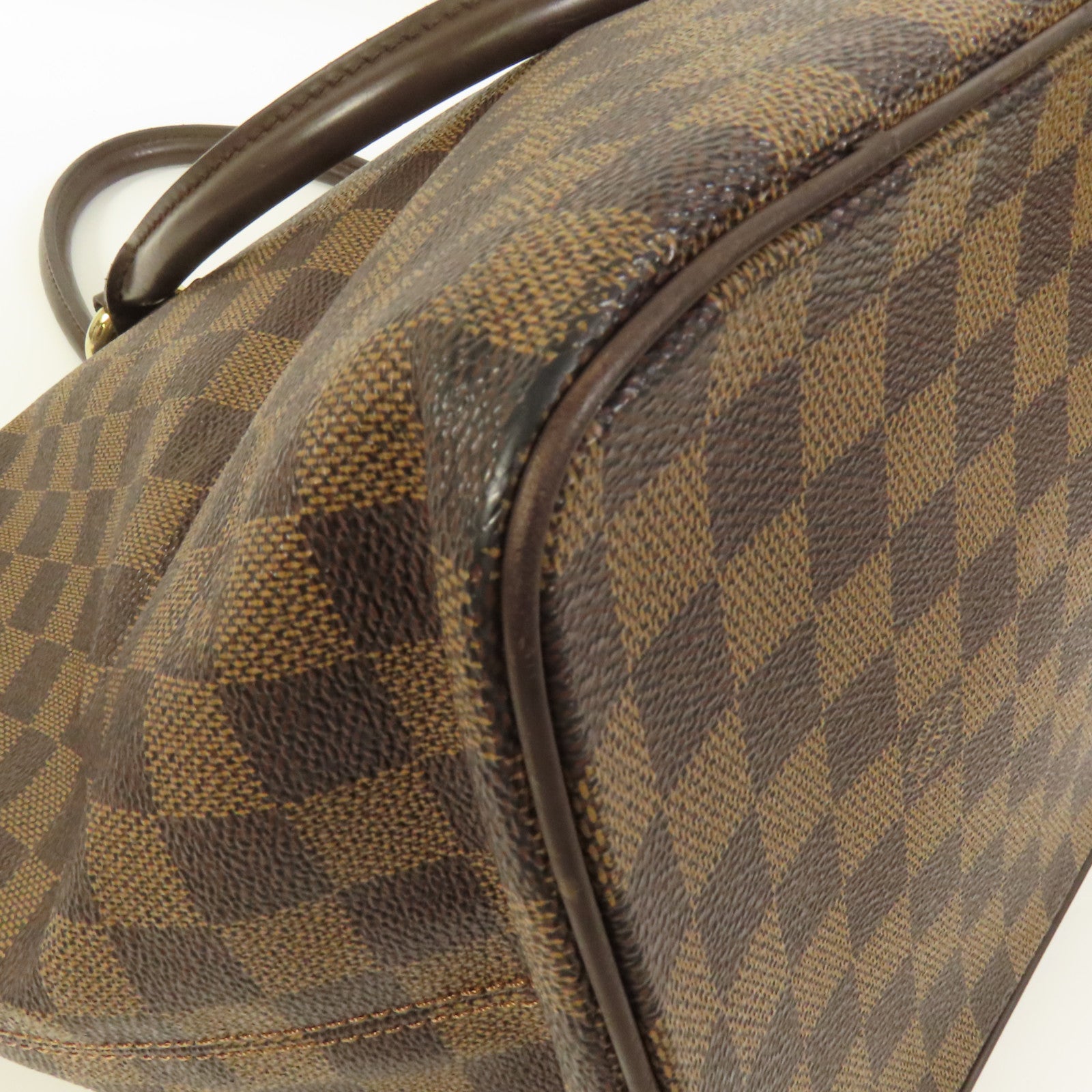 LOUIS VUITTON Damier Saleya MM金扣手挽袋棕色