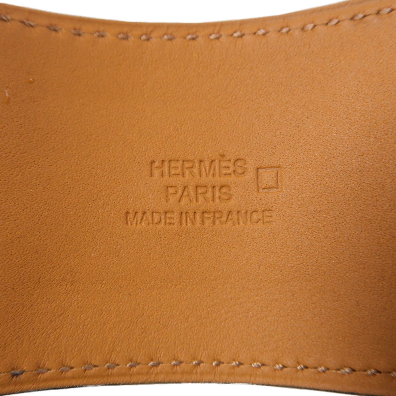 HERMES Alligator皮革CDC Bracelet金扣手鐲黑色