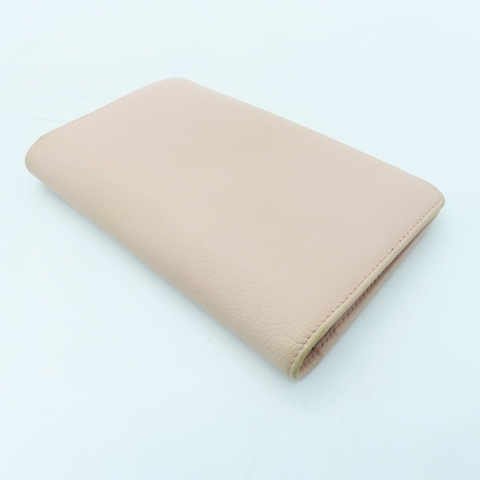 CHANEL Cowhide Leather Long Wallet Silver Buckle Long Wallet Pink