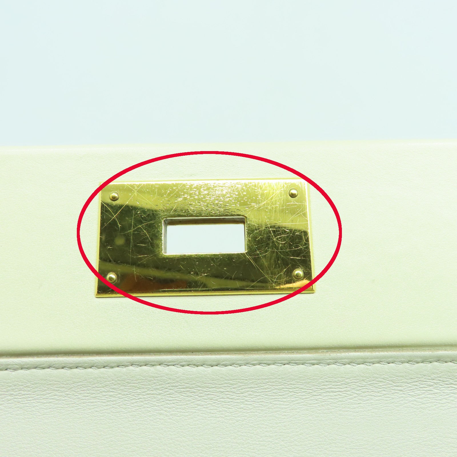 HERMES Clemence皮革2424金扣手挽肩背兩用袋珍珠灰色