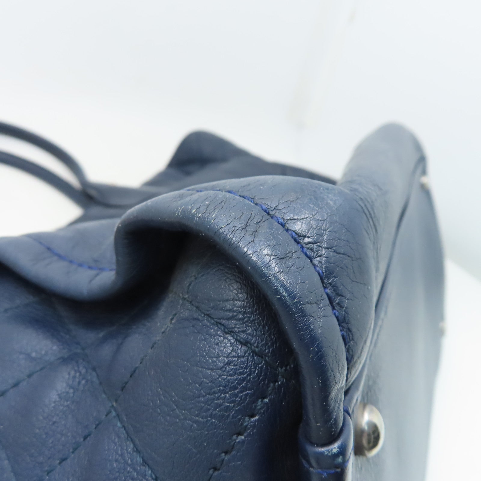 CHANEL 【激減優惠】牛皮皮革Totebag肩背袋銀扣藍色