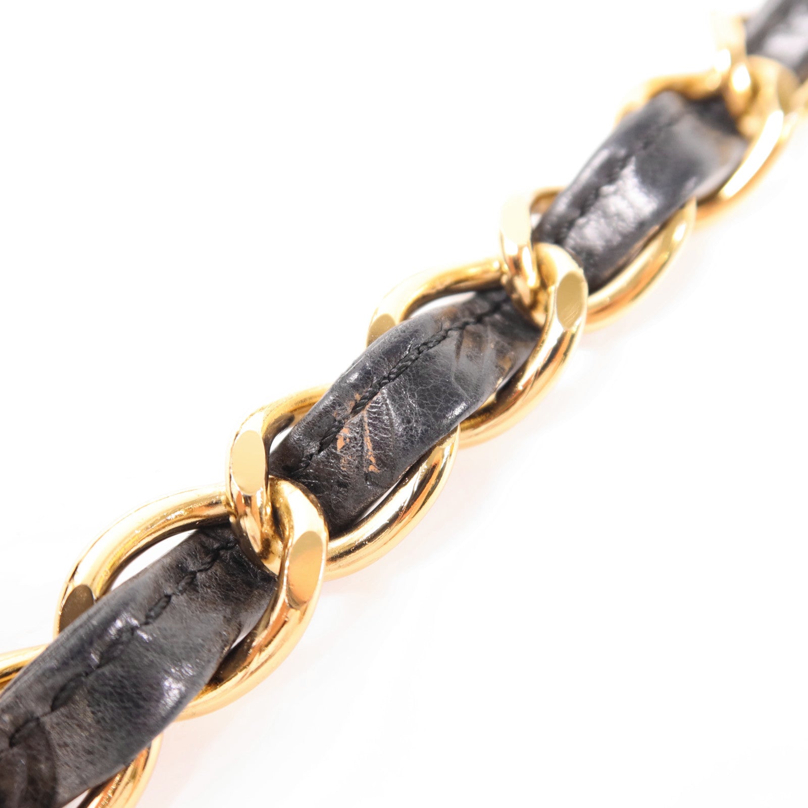 CHANEL 羊皮皮革Vintage Chain Shoulder金扣鏈帶肩背袋