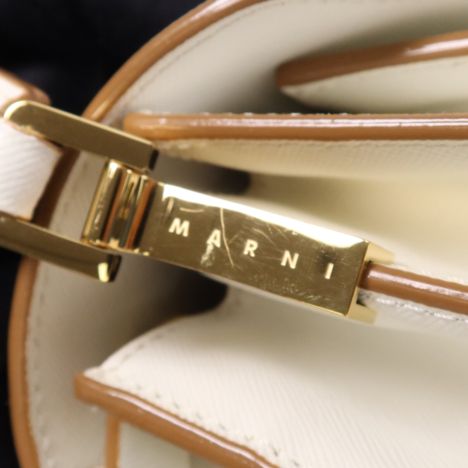 SELECTION 牛皮皮革Marni Trunk Medium Shoulder Bag金扣肩背袋