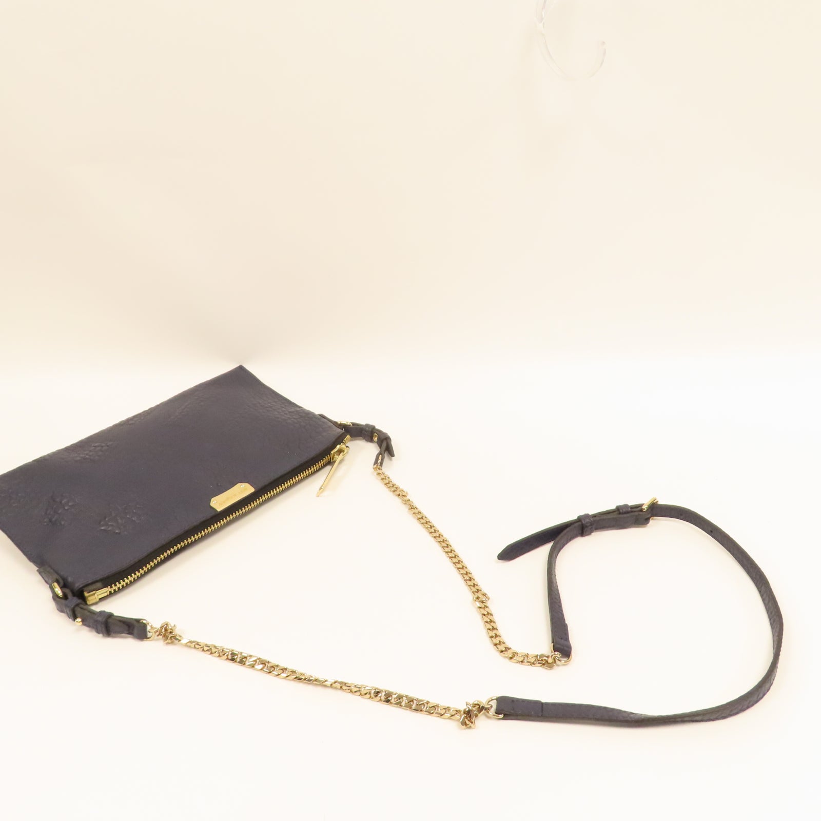 BURBERRY 牛皮皮革Shoulder Bag金扣鏈帶肩背袋深藍色