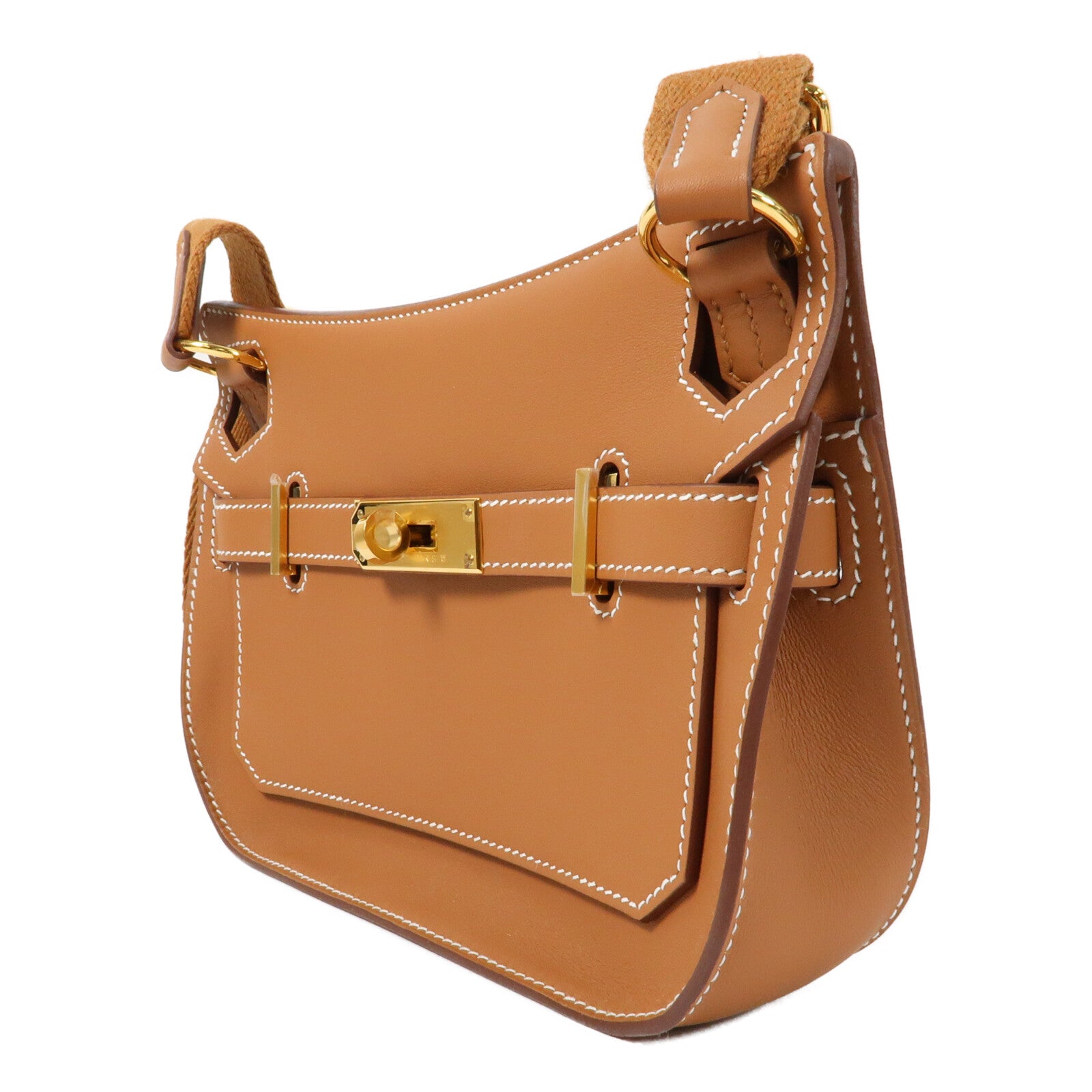 HERMES Swift皮革Mini Jypsiere銀扣肩背袋Gold