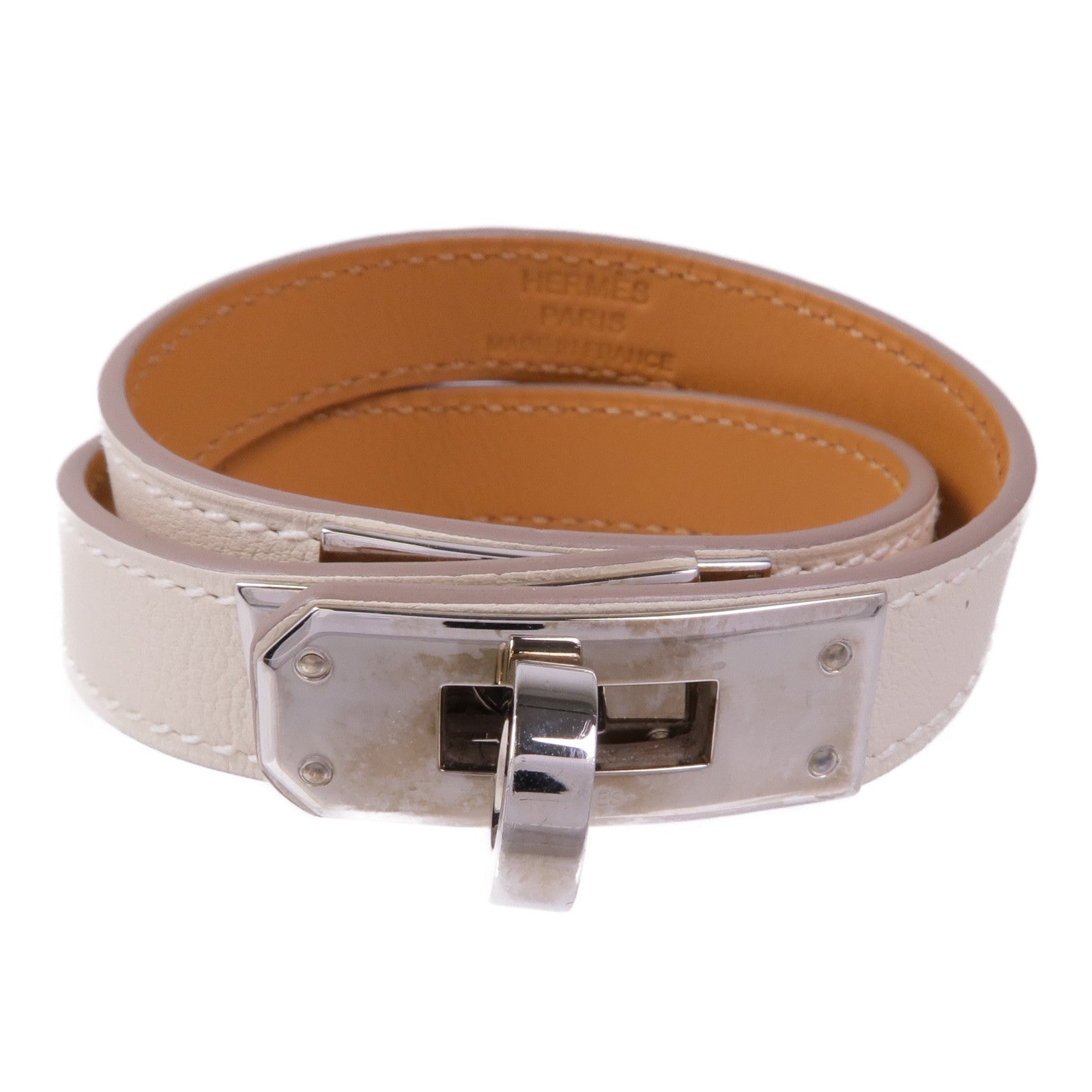 HERMES Swift皮革Kelly Double Tour Bracelet銀扣手帶
