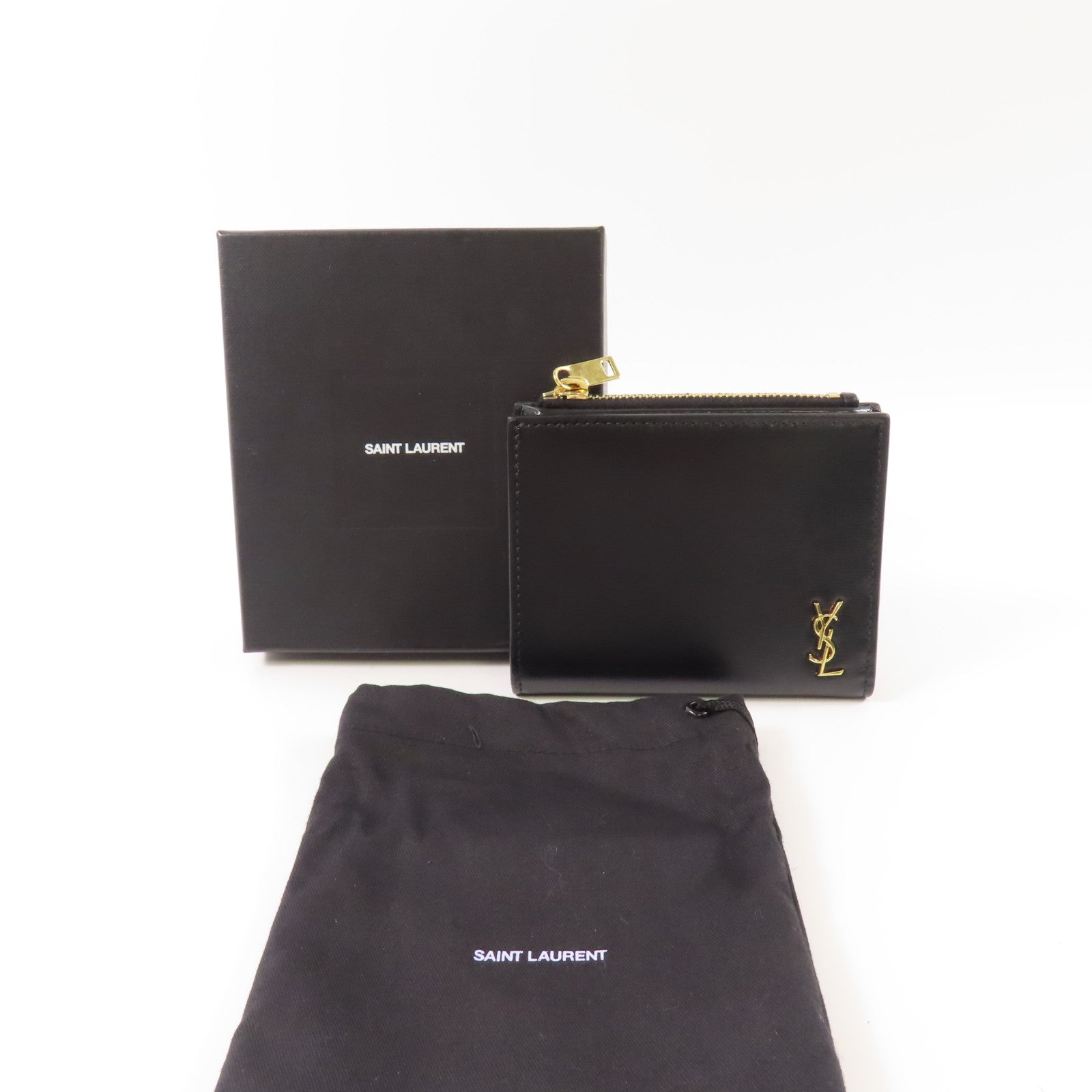 SAINT LAURENT 牛皮皮革Wallet金扣錢包