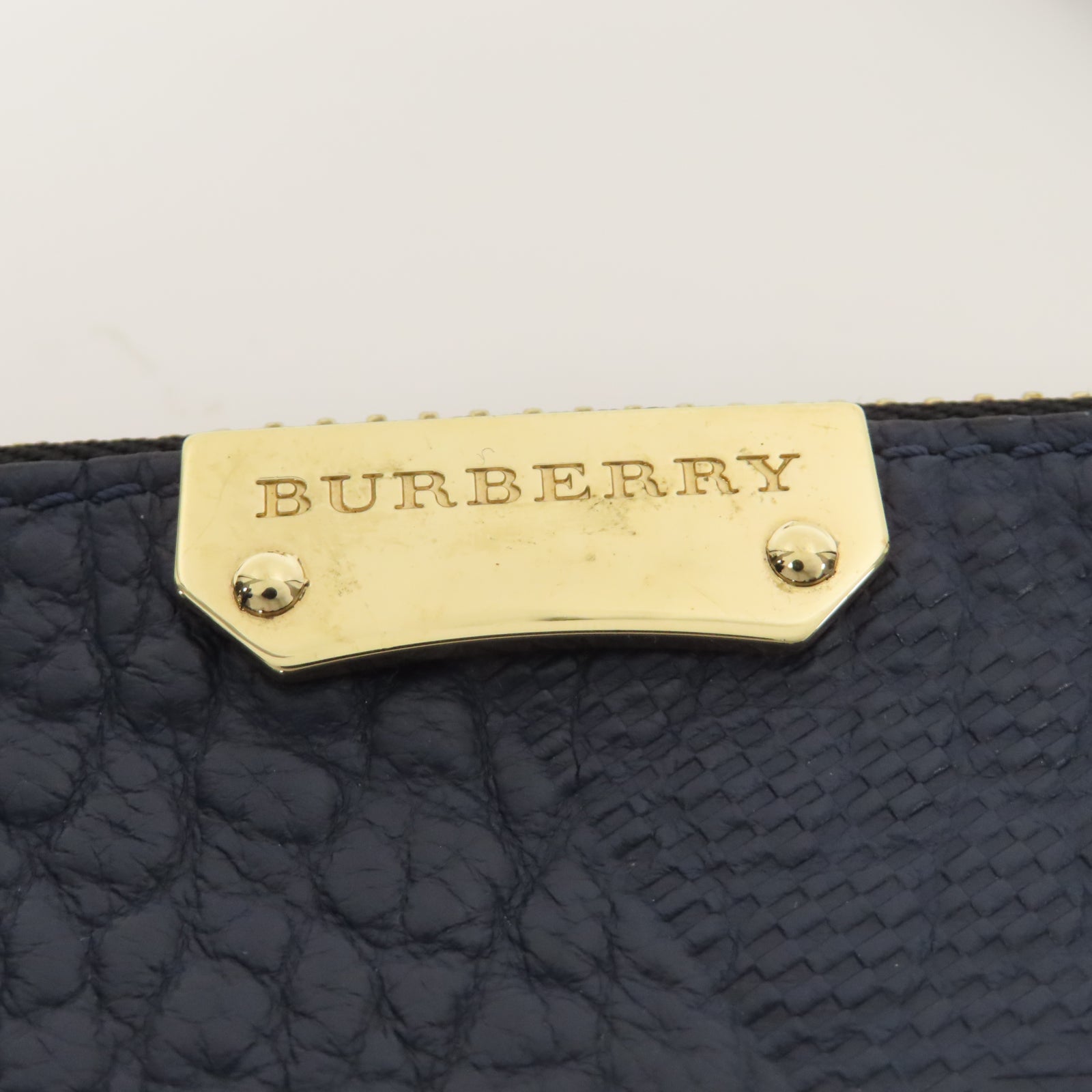 BURBERRY 牛皮皮革Shoulder Bag金扣鏈帶肩背袋深藍色