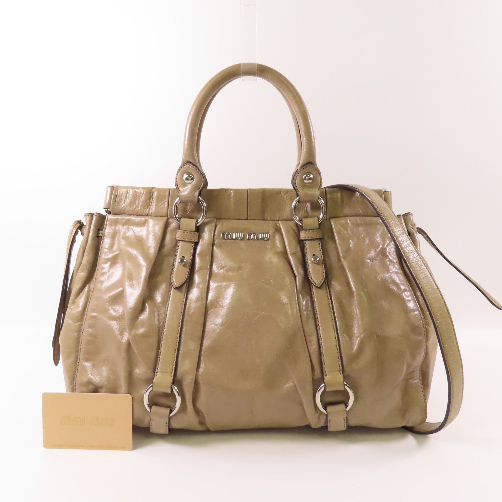 Miu Miu 皮革2 Way Bag銀扣手挽肩背兩用袋