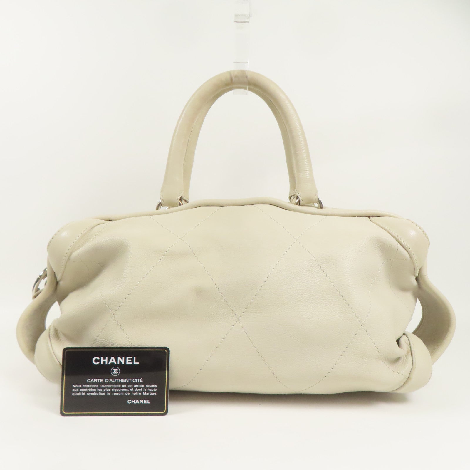 CHANEL 牛皮皮革Hand Bag銀扣手挽袋