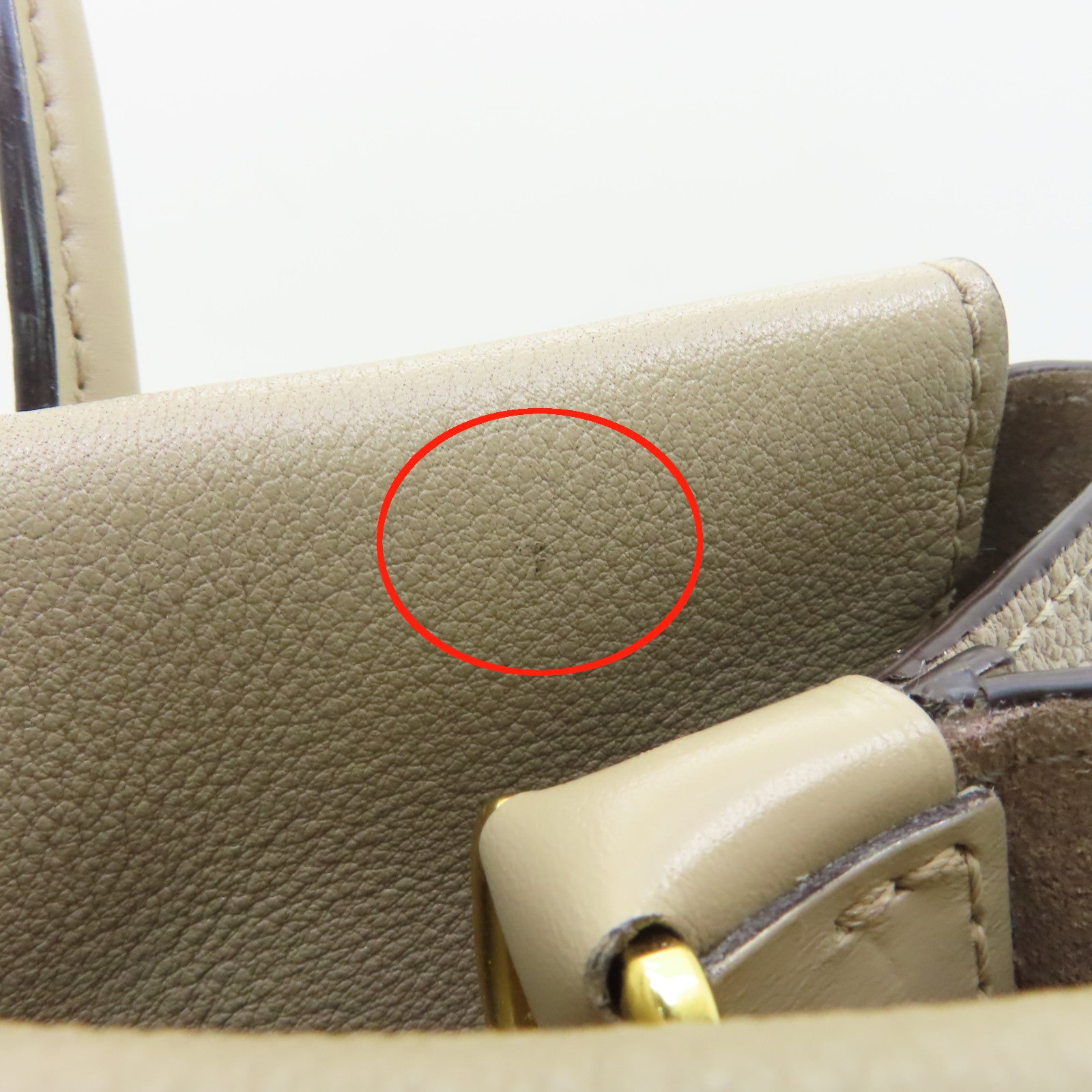LOUIS VUITTON 【激減優惠】皮革Tote W PM金扣手挽袋米色
