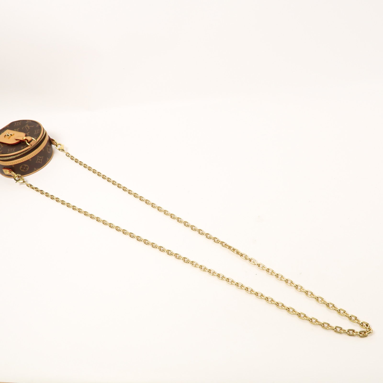 LOUIS VUITTON Monogram Boite Chapeau Necklace金扣鏈帶肩背袋啡色