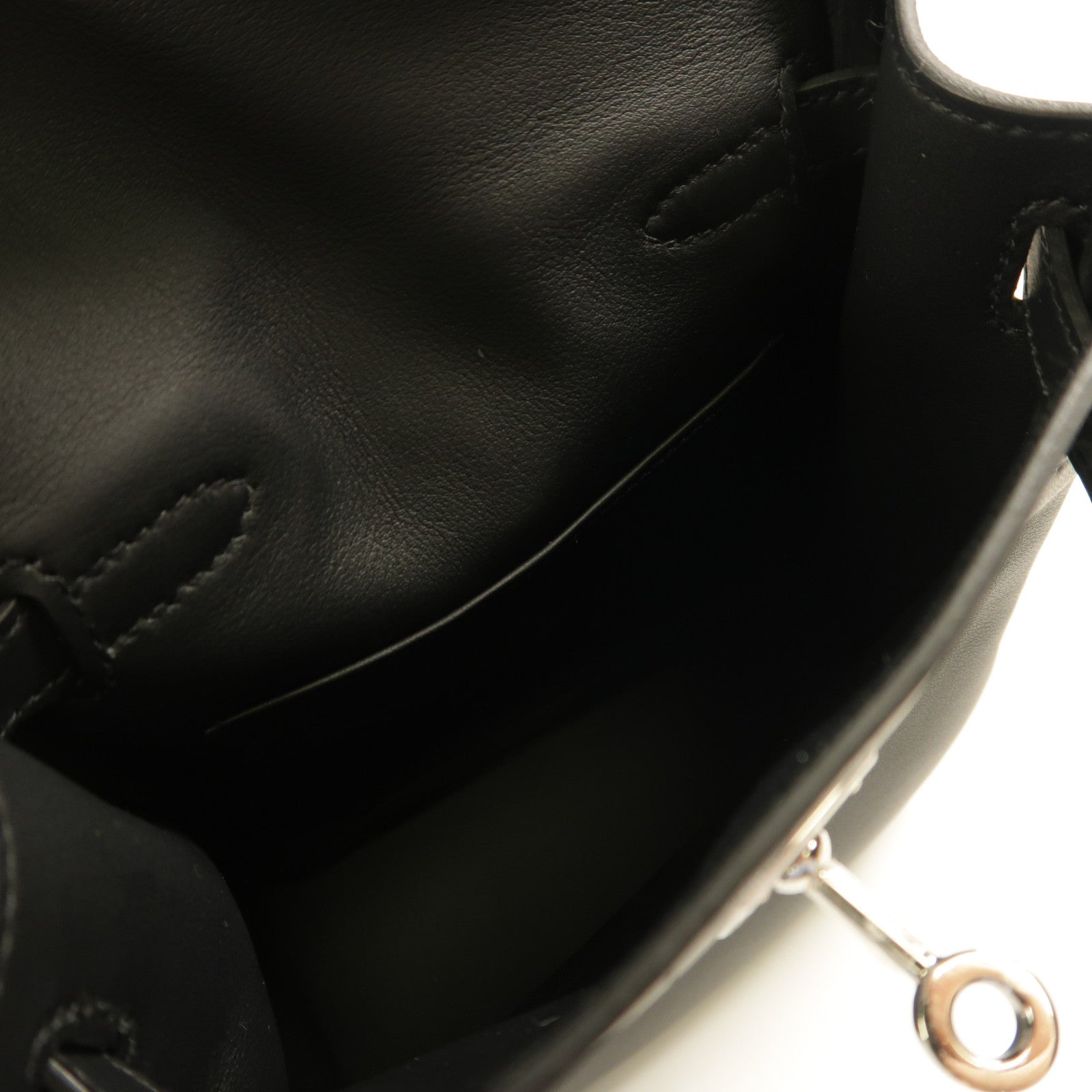 HERMES Swift皮革Kelly Jump銀扣背包Noir
