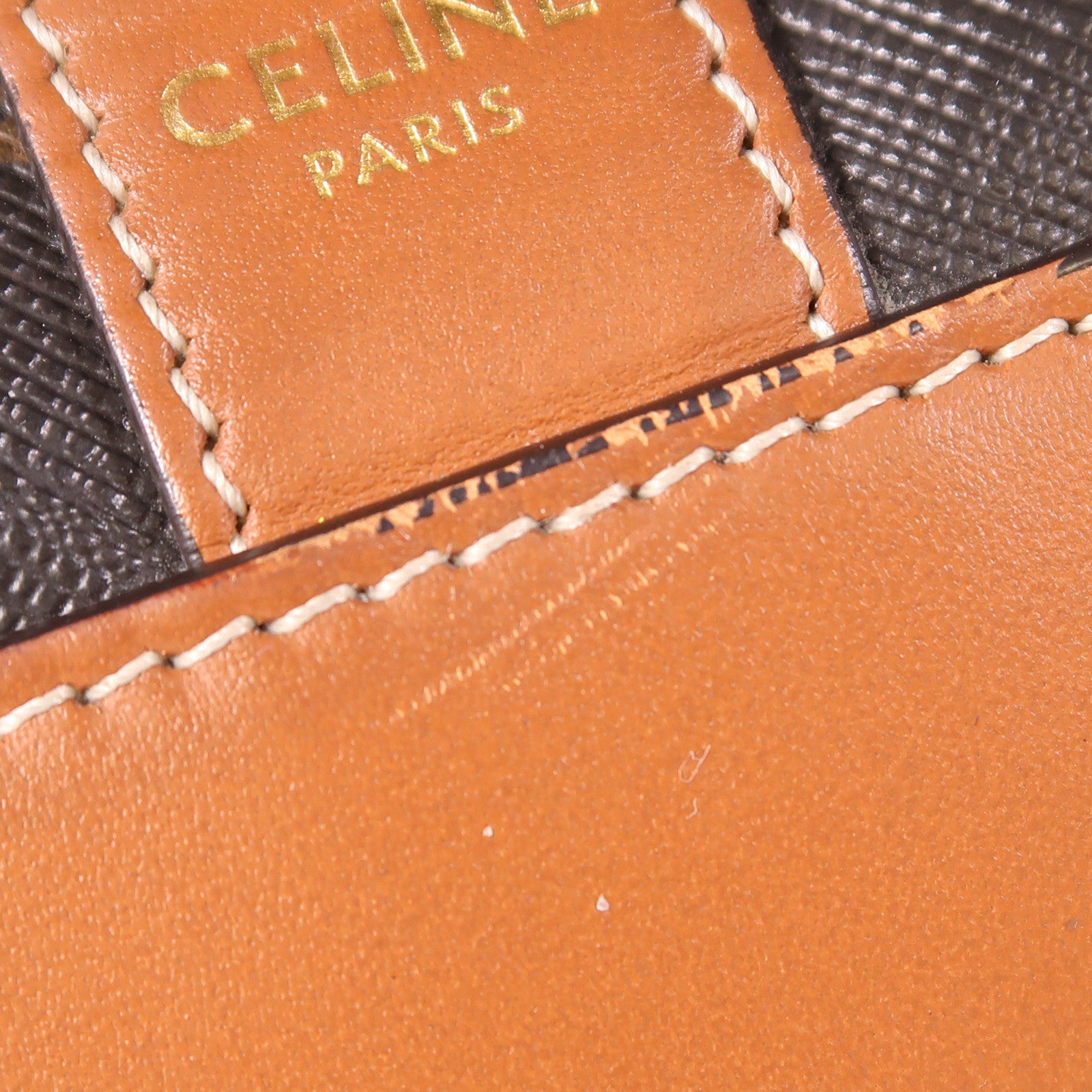 CELINE 塗層帆布Triomphe Bucket Medium金扣肩背袋
