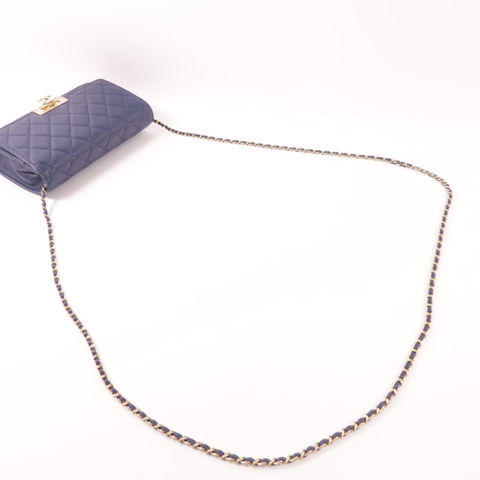 CHANEL 牛皮皮革Shoulder Bag金扣鏈帶肩背袋