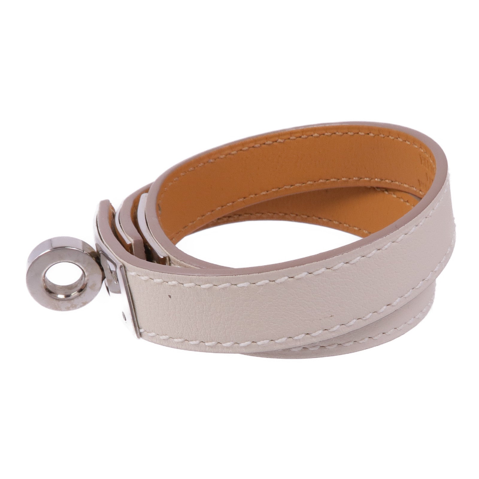 HERMES Swift皮革Kelly Double Tour Bracelet銀扣手帶