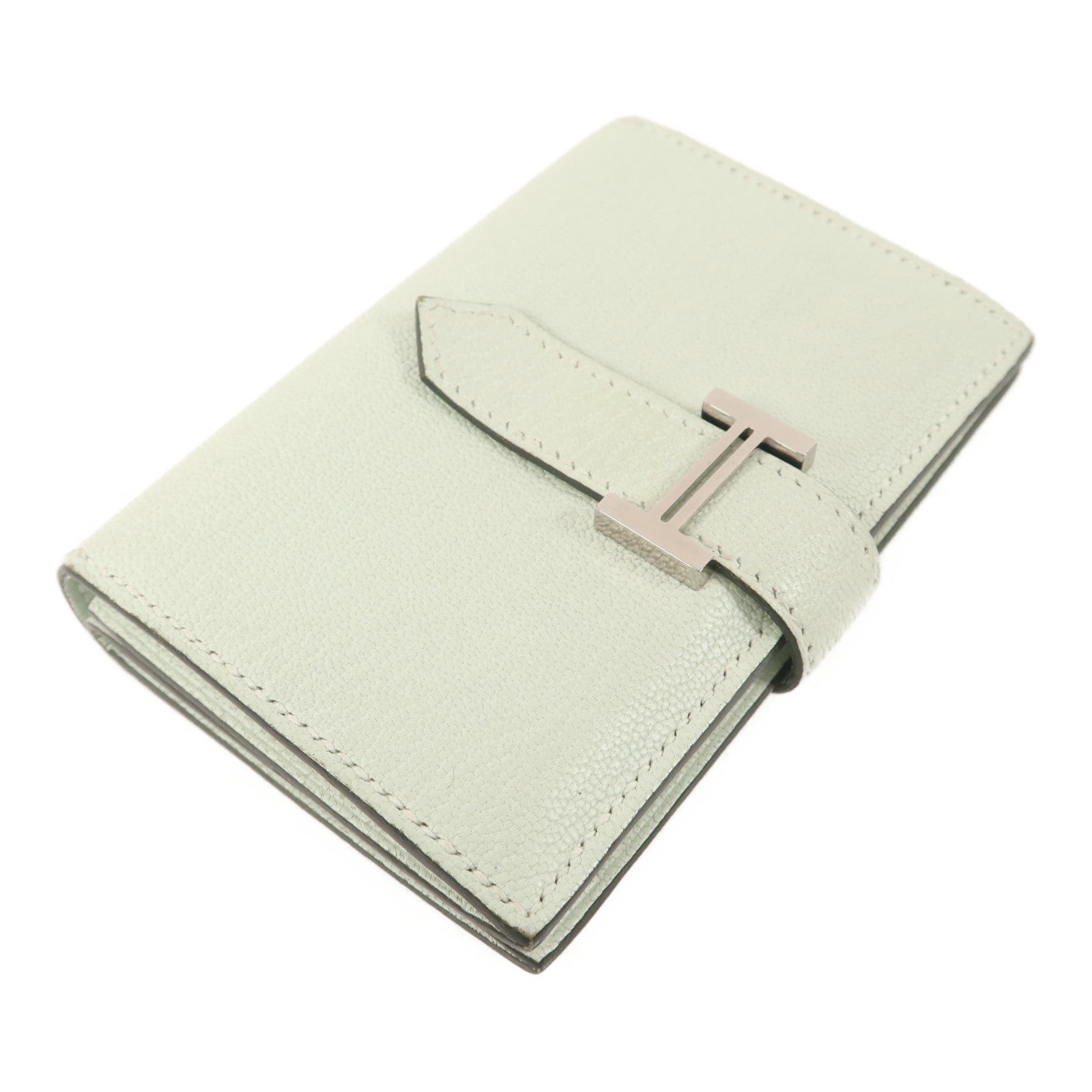 HERMES 【激減優惠】Chevre皮革Bearn Mini Wallet錢包Vert Peppermint