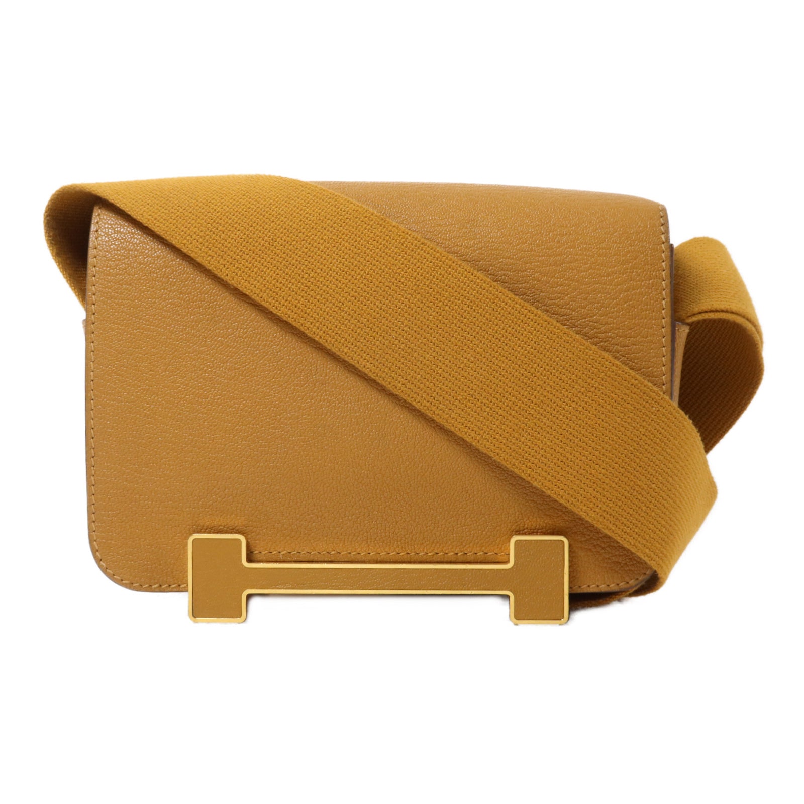 HERMES Chevre皮革Geta肩背袋Caramel