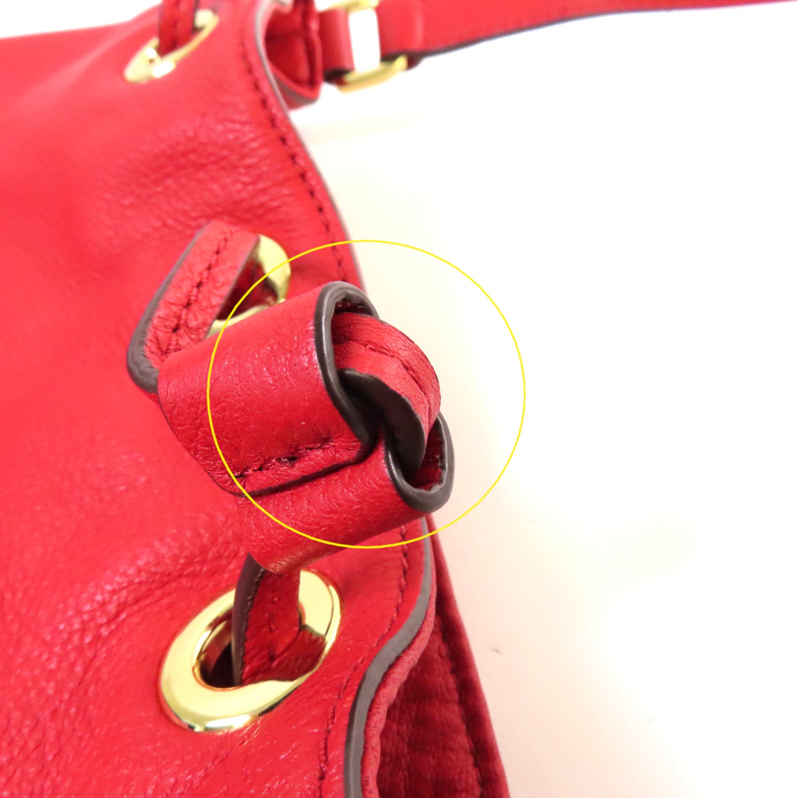 Michael Kors 皮革Bucket Bag金扣肩背袋紅色/黑色