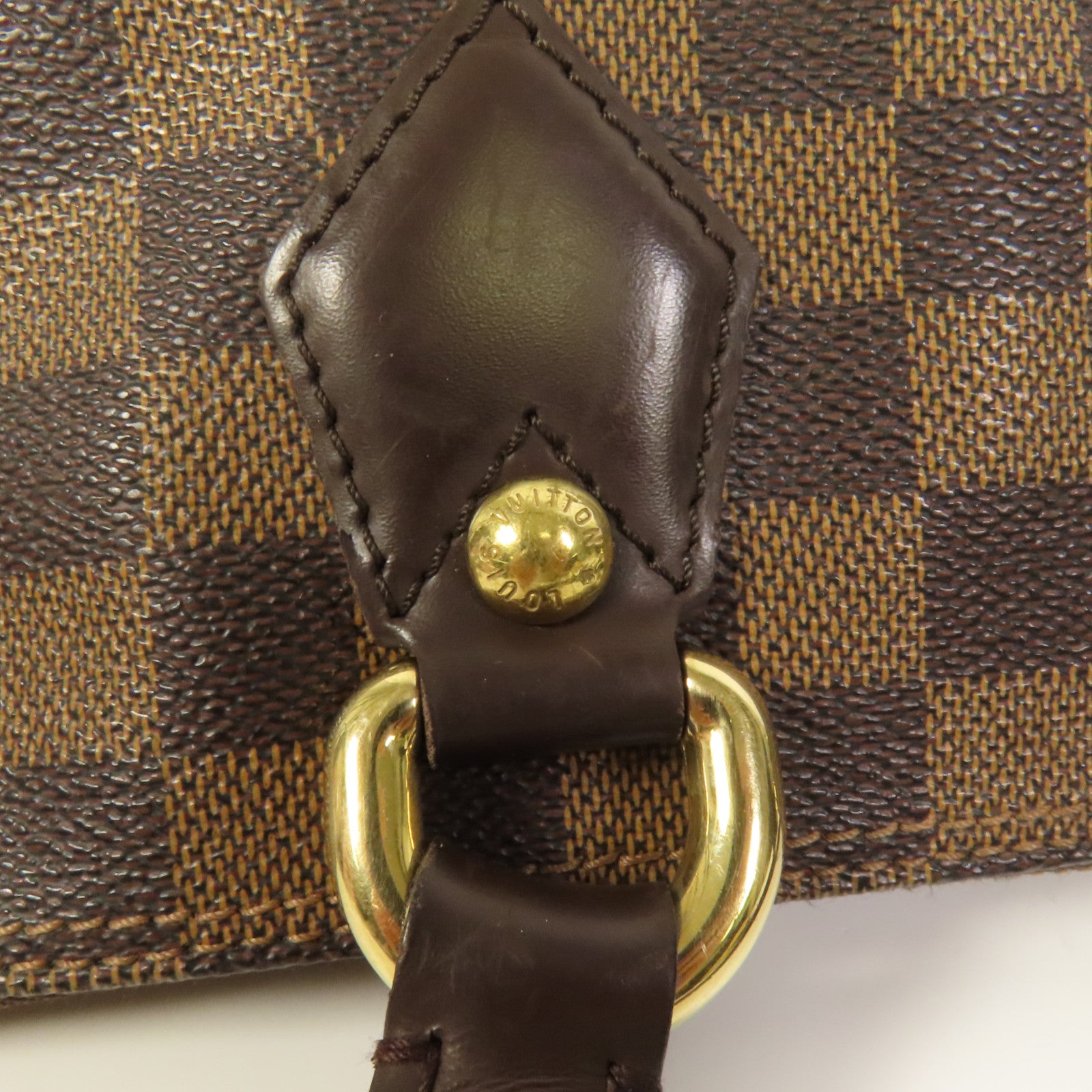 LOUIS VUITTON Damier Saleya MM金扣手挽袋棕色